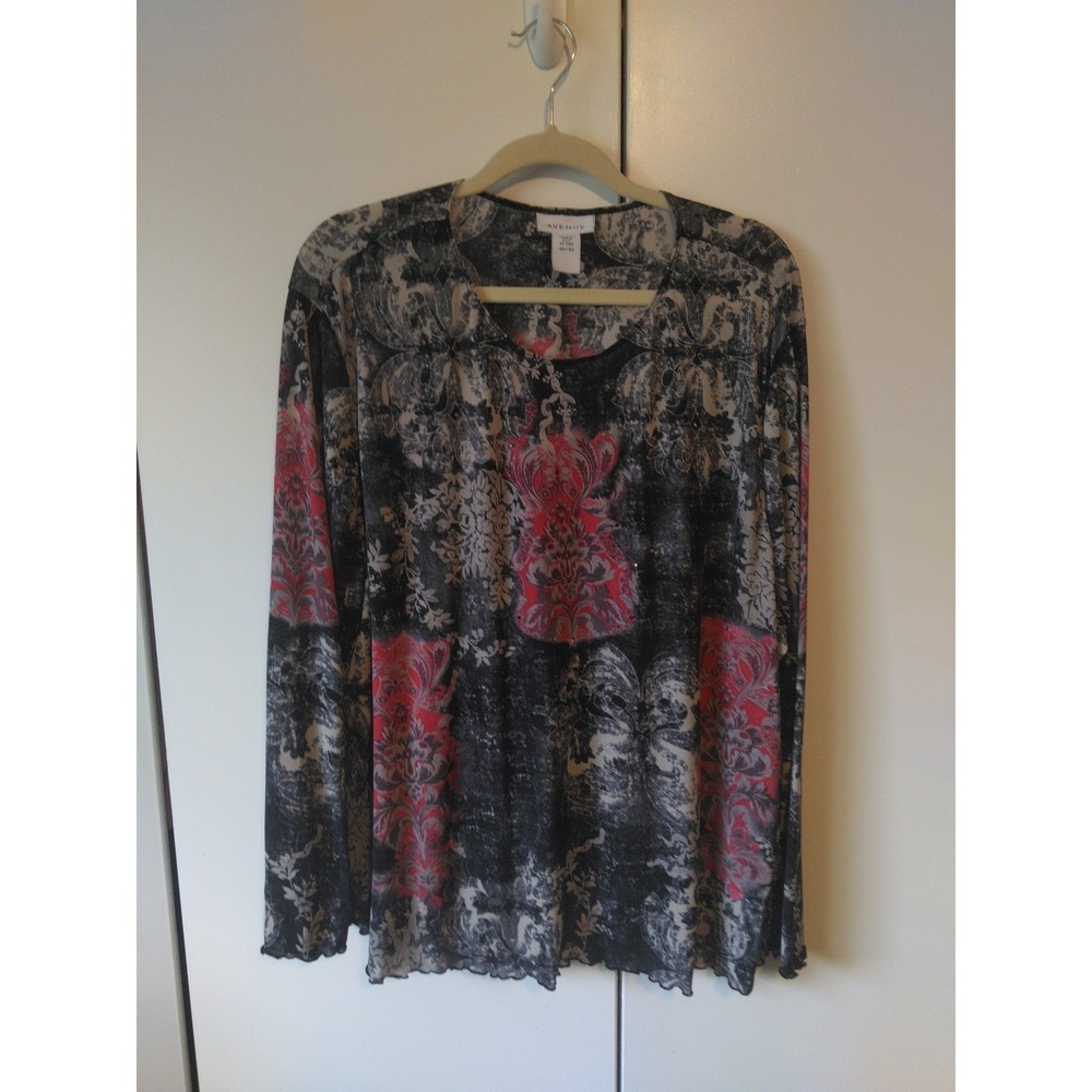 Avenue Womens Embellished Semi Sheer Top Plus Size 30/32 Whimsigoth Romantic